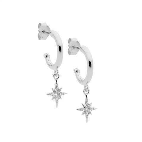 Sterling silver star drop earrings
