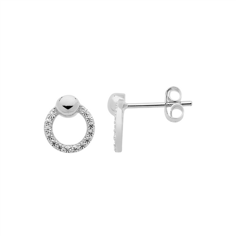 Sterling silver open circle studs