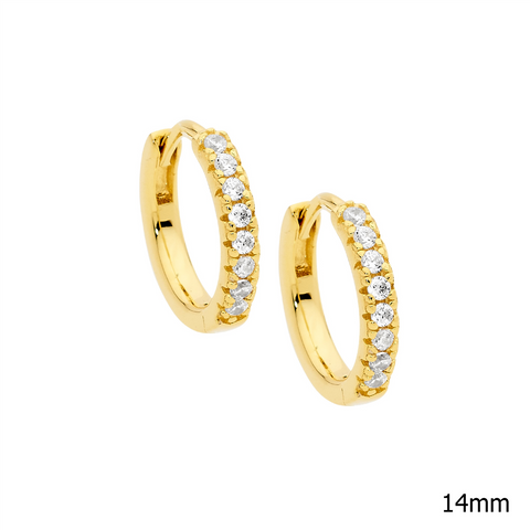 Gold plated cubic zirconia huggies