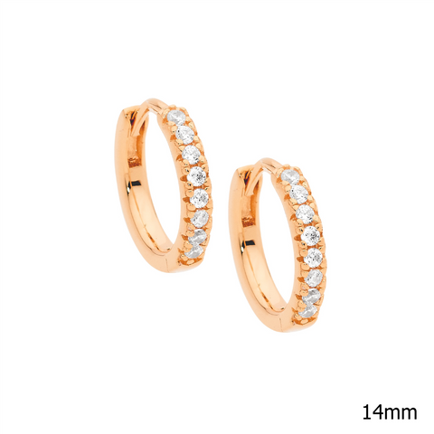 Rose gold plated 14mm huggies