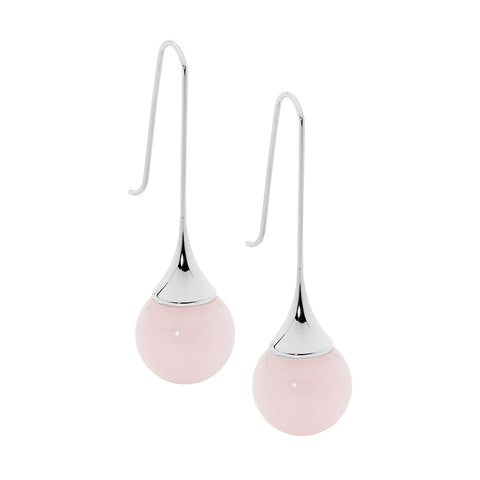 Stainless steel rose quartz earrings
