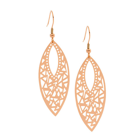 Rose gold plated leaf earrings