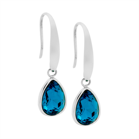 Stainless steel blue teardrop earrings