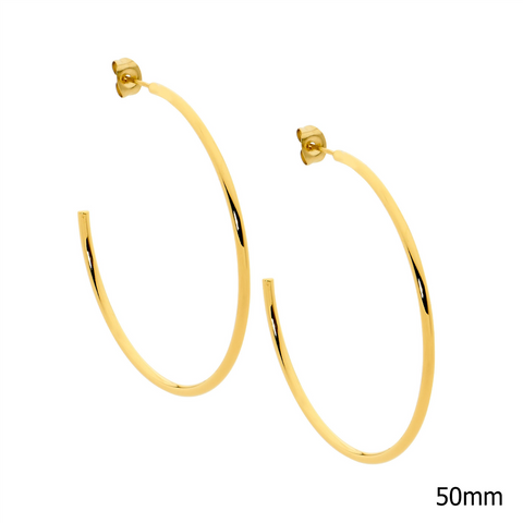 Gold plated 50mm hoops