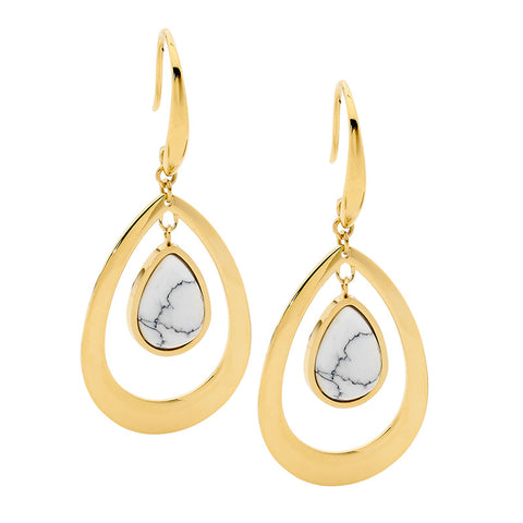 Gold Plated Howlite Earrings