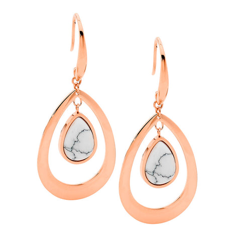 Rose gold plated howlite earrings
