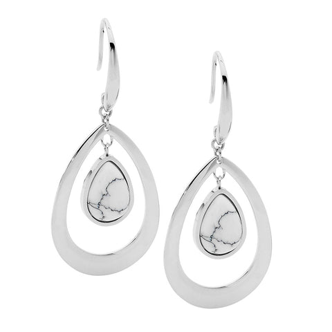 Stainless steel howlite earrings