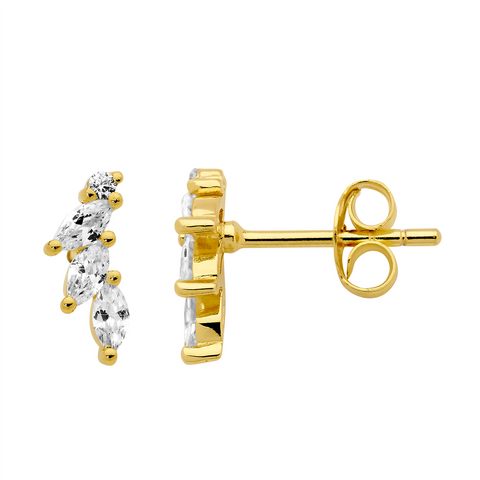 Sterling Silver Gold Plated Cubic Zirconia Studs