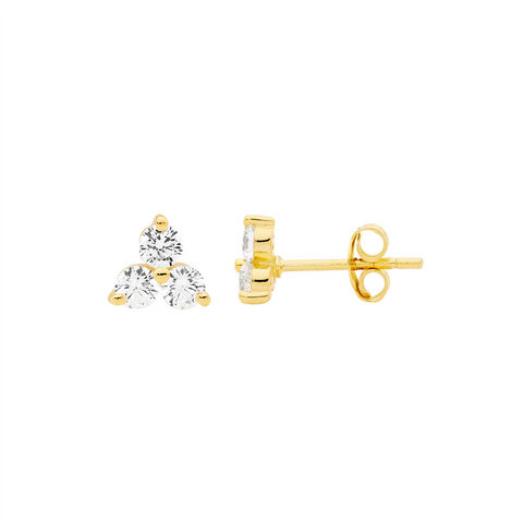 Sterling Silver Gold Plated Cubic Zirconia Studs