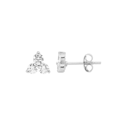 Silver cubic zirconia stud earrings