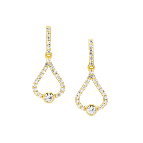 Sterling Silver Gold Plated Tear Drop Earrings