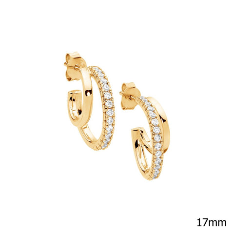Gold plated double hoop earrings