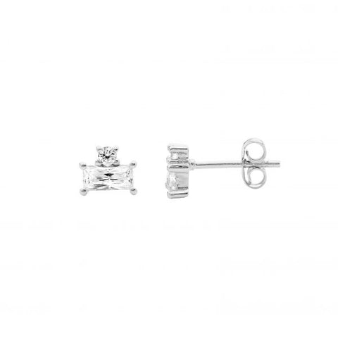 Sterling Silver White Cubic Zirconias Stud Earrings
