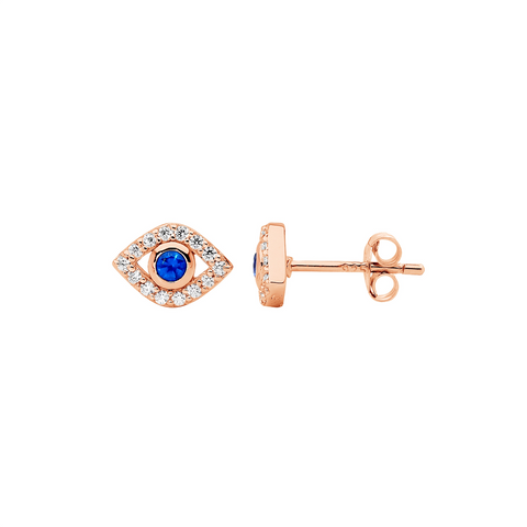 Rose Gold Plated Evil Eye Studs