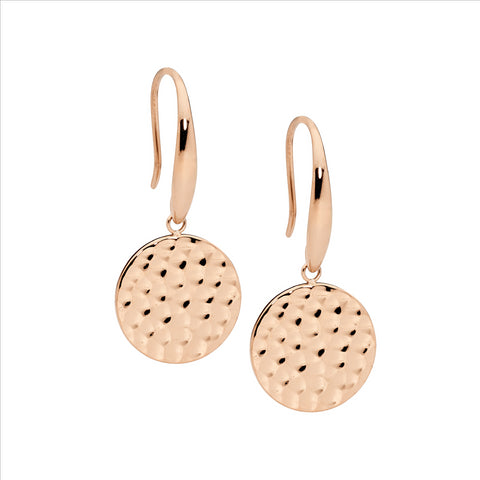 Hammered disk drop earrings