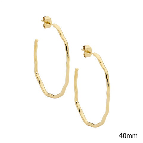 Gold plated wave hoop earrings