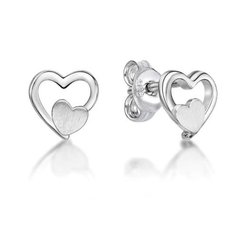 Silver double heart earrings