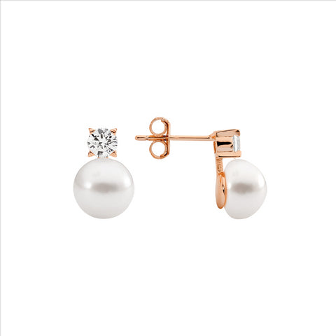 Rose gold plated pearl earrings