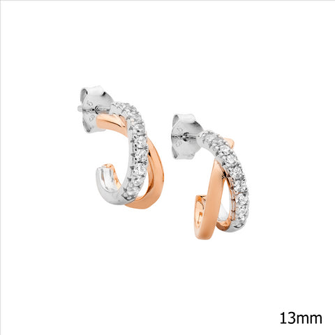 Rose gold plated cubic zirconia hoops