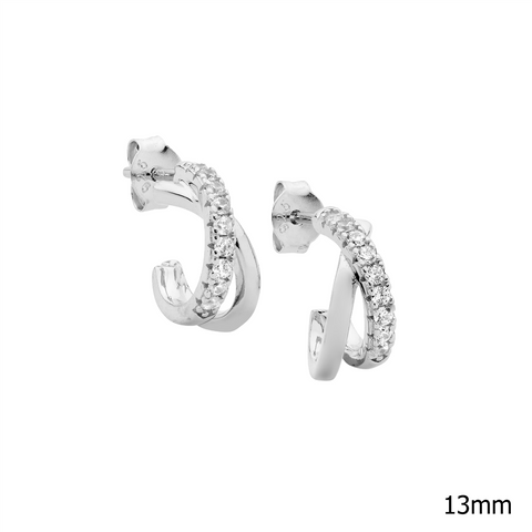 Silver cubic zirconia hoops
