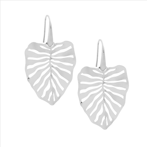 Stainless steel leaf earrings