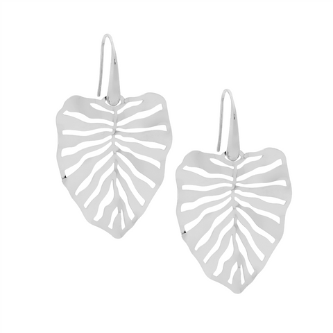 Stainless steel leaf earrings