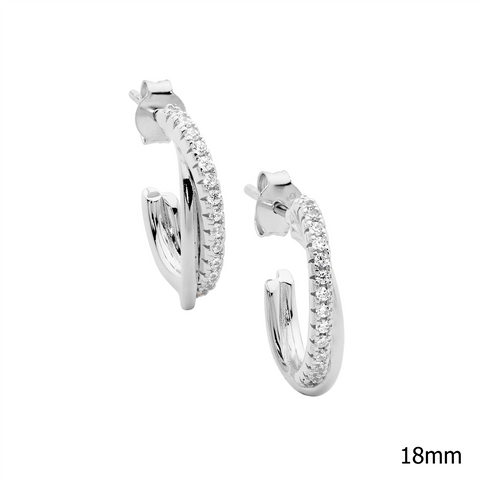 Sterling silver18mm cross over hoops
