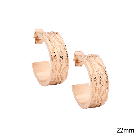 Stainless steel rose gold plated hoops