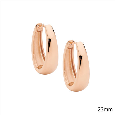 Stainless steel rose plated gold hoops