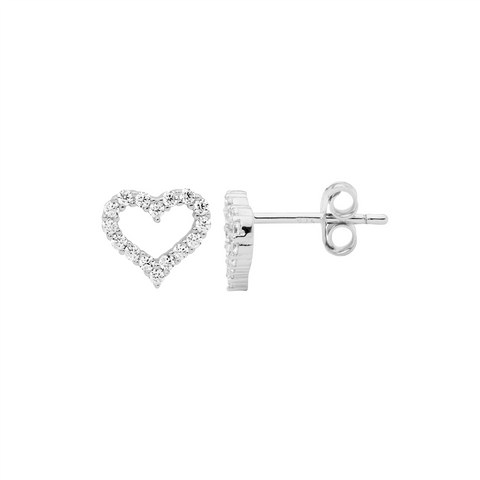 Silver open heart studs