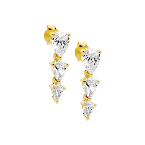 Gold cubic zirconia drop earrings