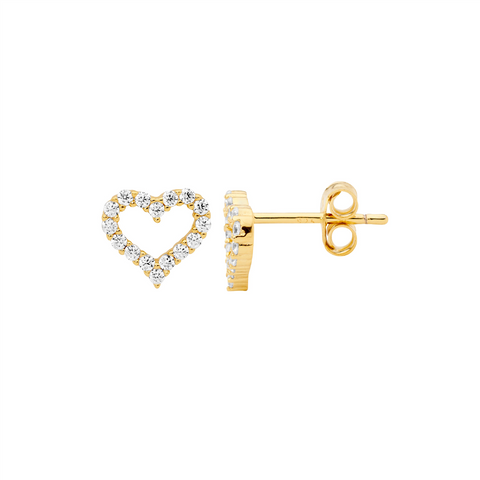 Gold plated open heart studs