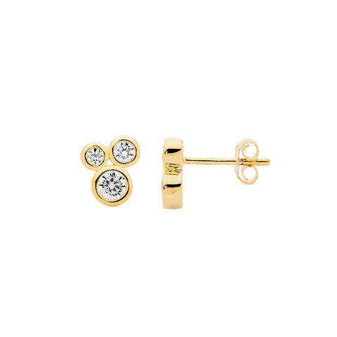 Gold cubic zirconia cluster earrings