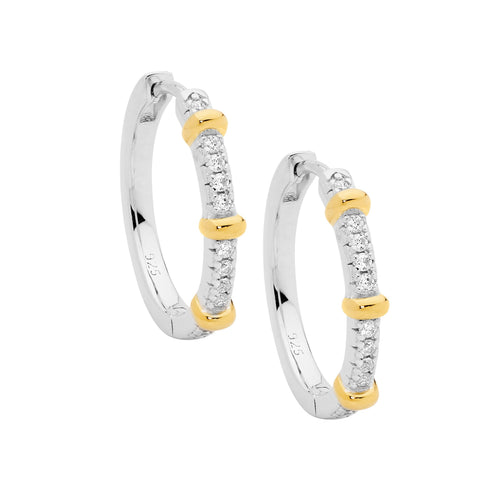 Silver and gold cubic zirconia 3 band hoops