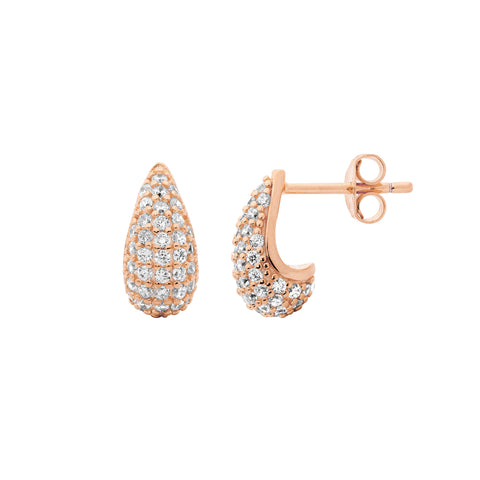 Sterling silver rose gold plated tear drop earrings
