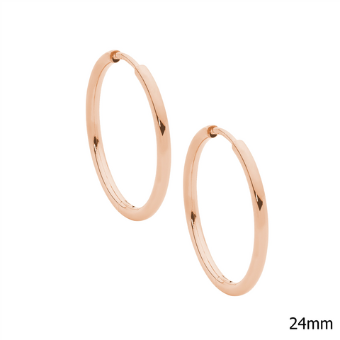 Rose gold plated 24mm hoops