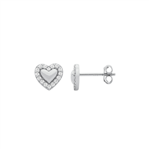 Silver heart studs
