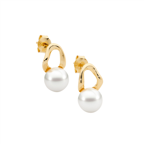 Gold plated pearl studs