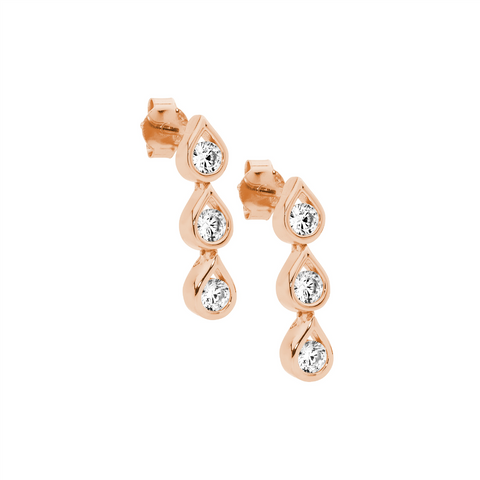 Rose gold plated drop earrings