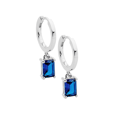 Sterling silver drop huggies