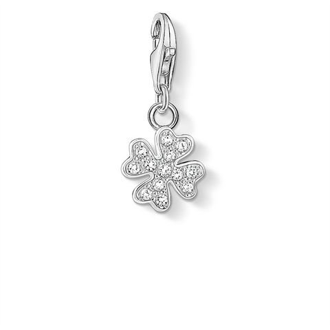 Silver four leaf clover charm