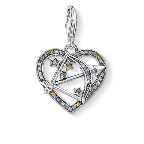 Silver arrow heart charm
