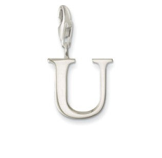 Silver letter U charm