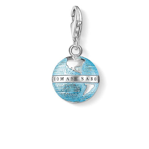 Blue enamel globe charm