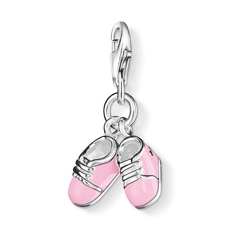 Pink enamel booties charm
