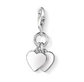 Silver double hearts charm