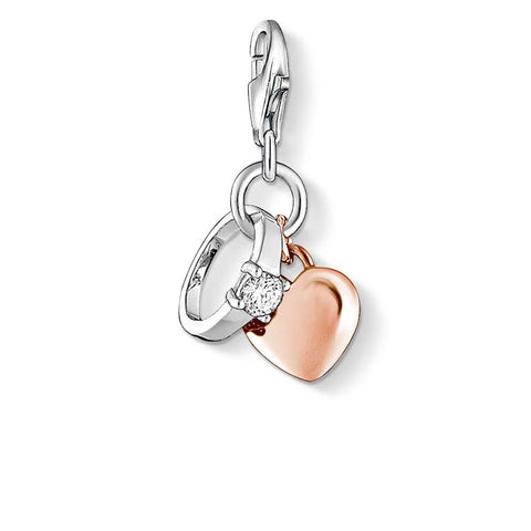 Silver heart and ring charm