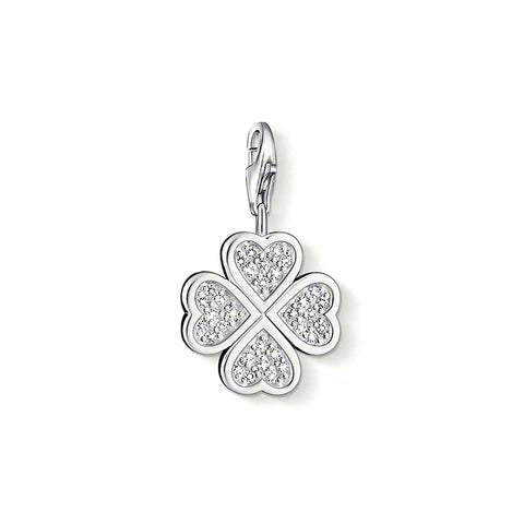 Silver four leaf clover charm