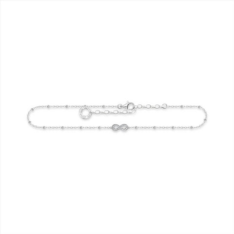 Silver infinity bead anklet