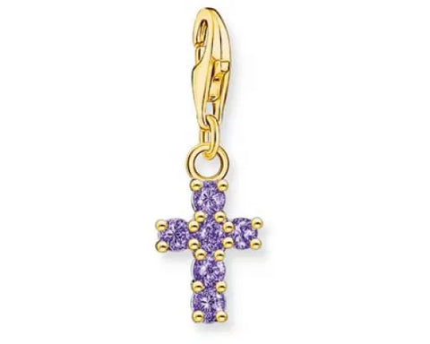 Purple cubic zirconia cross